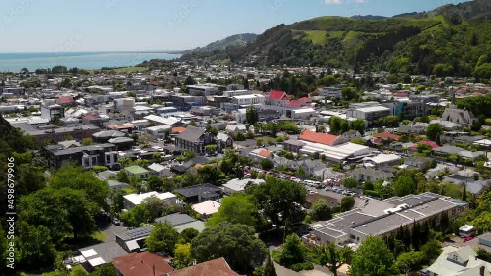 Aerial view of Nelson city downtown, beautiful sunny day in New Zealand Aerial view of Nelson city downtown, beautiful sunny day in New Zealand