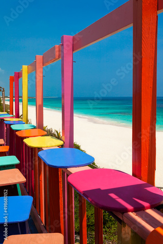 Fototapeta Naklejka Na Ścianę i Meble -  Caribbean beach bar Bahamas a colorful vacation resort