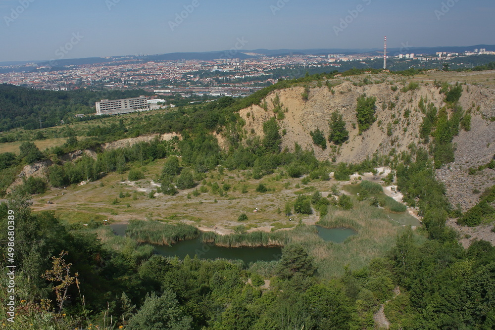 Ruzenin lom (Hady, Brno) recultivated quarry on the edge of the urban agglomeration of Brno with a view of the city in the Czech Republic Ruzenin lom (Hady, Brno) recultivated quarry on the edge of the urban agglomeration of Brno with a view of the city in the Czech Republic