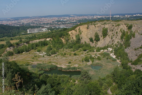 Ruzenin lom (Hady, Brno) recultivated quarry on the edge of the urban agglomeration of Brno with a view of the city in the Czech Republic photo