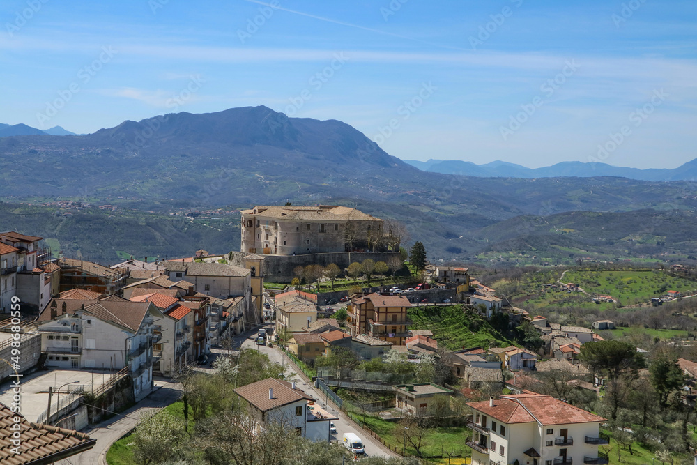 Panoramic view of Gesualdo, a small village in the province of Avellino, Italy.