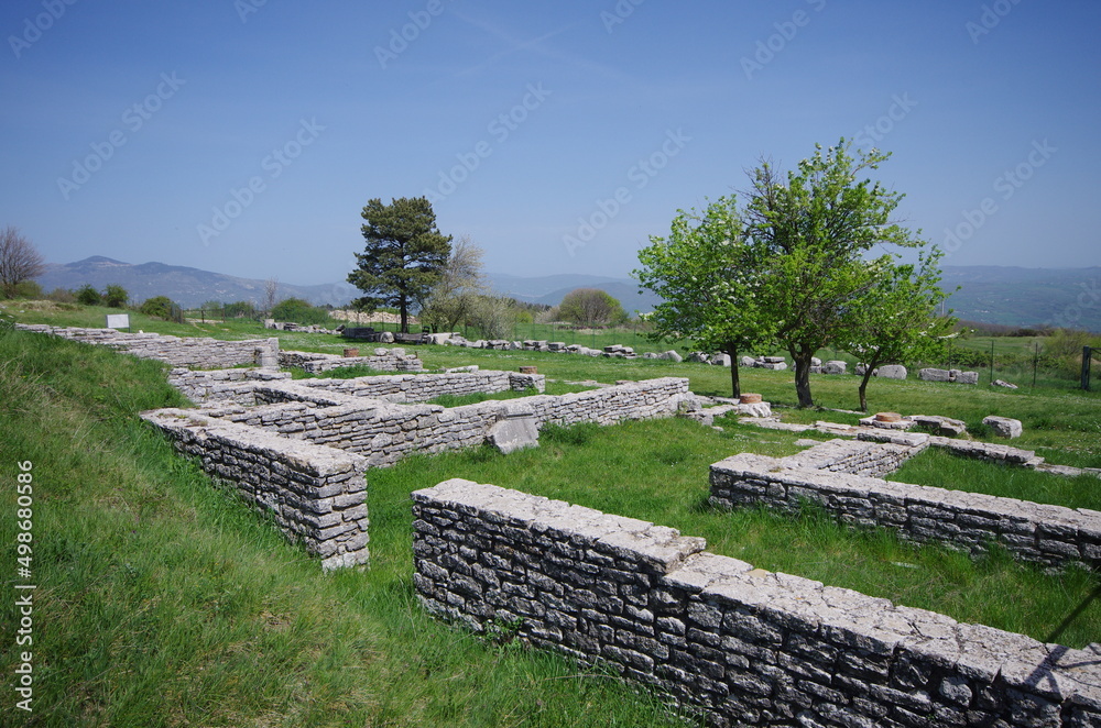 Remains of the ancient Roman shops. Archaeological site of Pietrabbondante. Molise - Italy