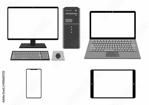 デスクトップパソコンとノートパソコンとスマートフォンとタブレット