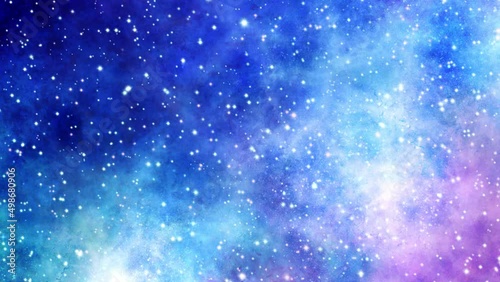 キラキラ輝く 手描きの星空イラスト背景4K動画