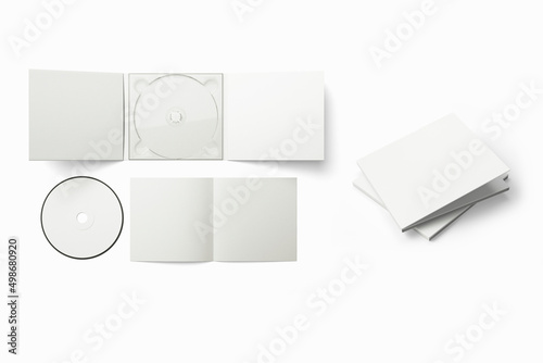 Photography CD disc and carton packaging cover template mock up