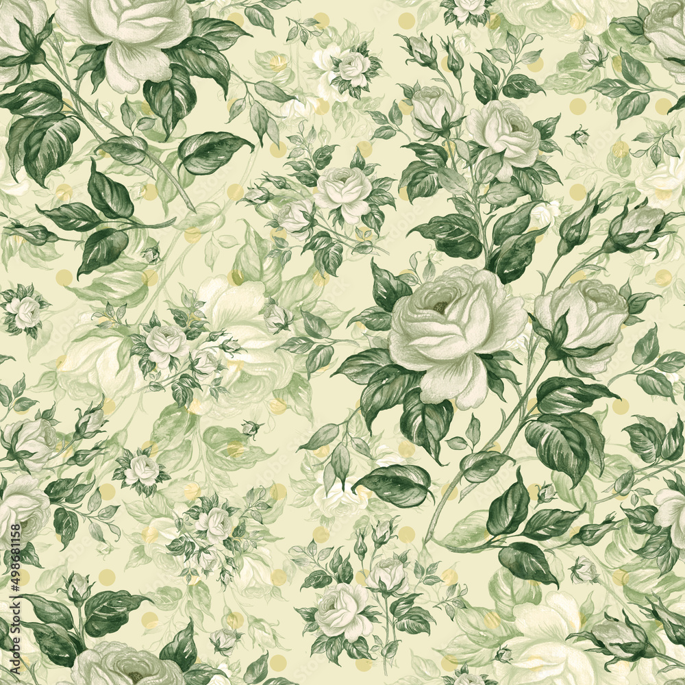 Floral abstract print beautiful drawn roses Floral abstract print beautiful drawn roses