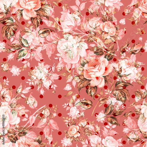  Floral abstract print beautiful drawn roses