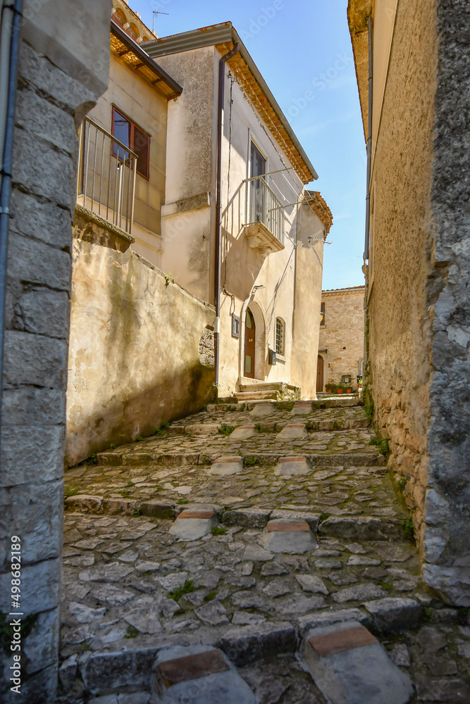 Fototapeta premium A narrow street in Gesualdo, a small village in the province of Avellino, Italy.