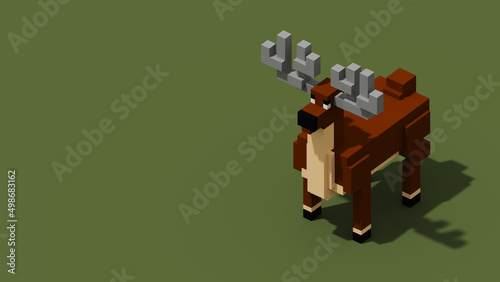 Bild auf Leinwand 3D Pixel Animal with copy space, banner, wallpaper