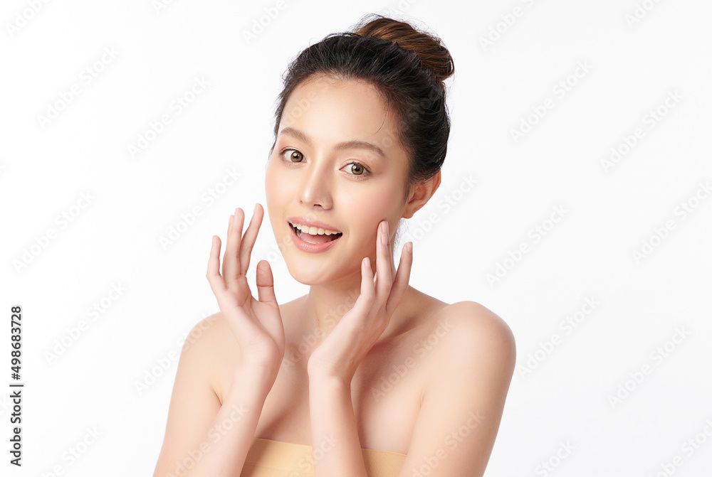 Beautiful young asian woman with clean fresh skin on white background, Face care, Facial treatment, Cosmetology, beauty and spa, Asian women portrait. Beautiful young asian woman with clean fresh skin on white background, Face care, Facial treatment, Cosmetology, beauty and spa, Asian women portrait.