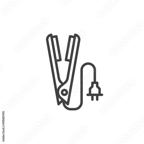 Hair straightening iron line icon