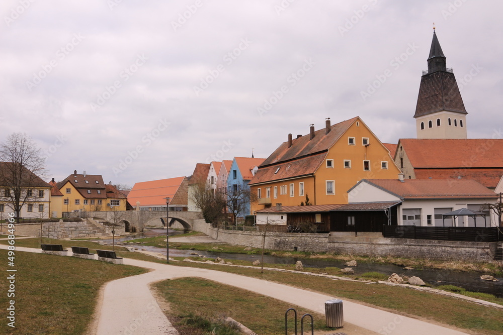 Historische Gebäude in der Altstadt der Stadt Berching in Bayern Stock ...