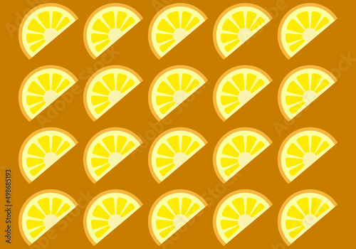 Rodajas de limón en fondo naranja. 
