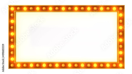 Red marquee light board sign retro on white background. 3d rendering