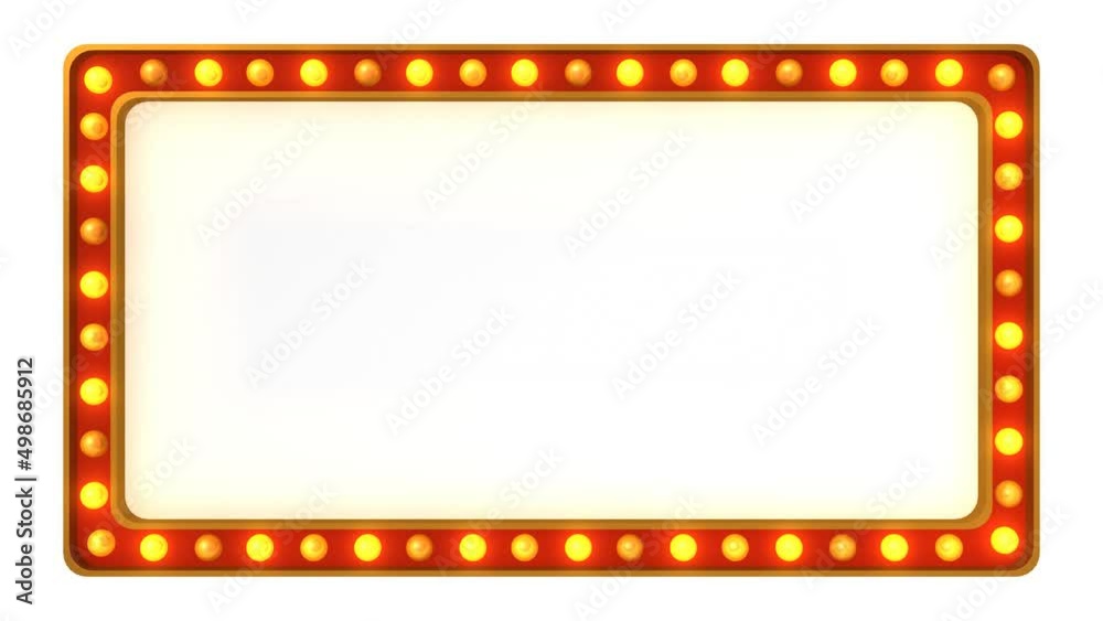 Red marquee light board sign retro on white background. 3d rendering