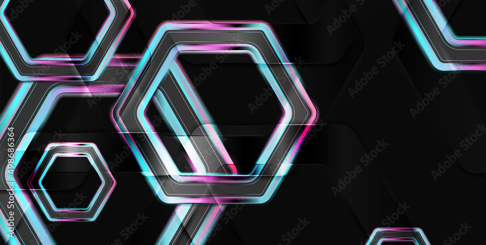 Blue and purple glossy hexagons abstract geometric concept background. Vector design Blue and purple glossy hexagons abstract geometric concept background. Vector design