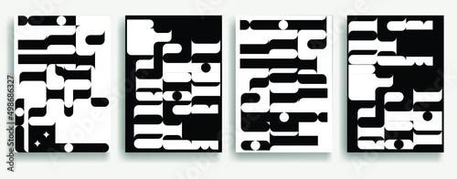 Aesthetic geometric brochures . Bauhaus poster . Modern art .Abstract minimal negative space composition . Contemporary vector  design 
