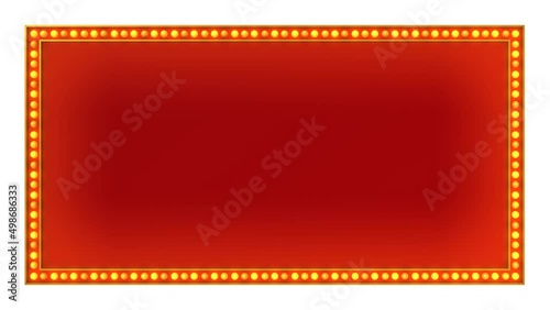 Red marquee light board sign retro on white background. 3d rendering