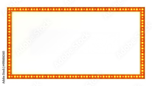 Red marquee light board sign retro on white background. 3d rendering