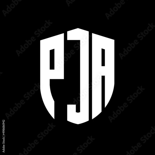 PJA letter logo design. PJA modern letter logo with black background. PJA creative  letter logo. simple and modern letter logo. vector logo modern alphabet font overlap style. Initial letters PJA  photo