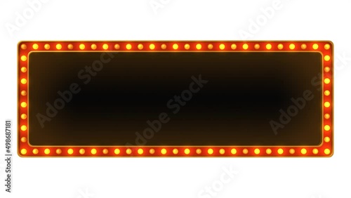 Red marquee light board sign retro on white background. 3d rendering