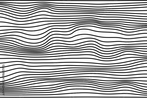Abstract wavy background. Horizontal black lines backdrop. Cover design element, wave pattern, thin line curves.