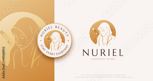 Islamic woman silhouette wearing hijab logo