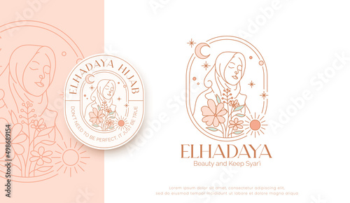linear minimal women wearing hijab logo