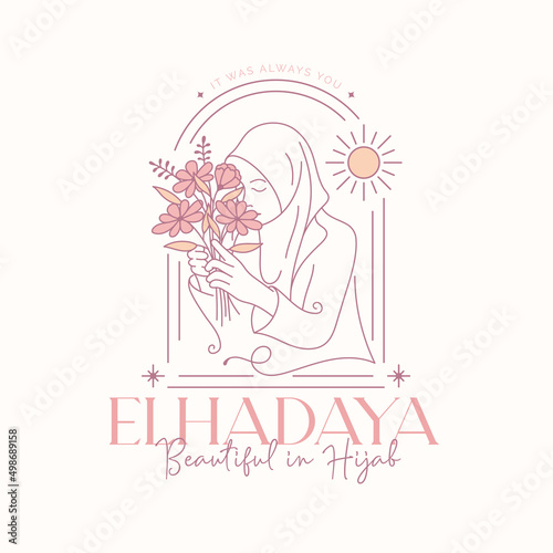 linear minimal women wearing hijab logo