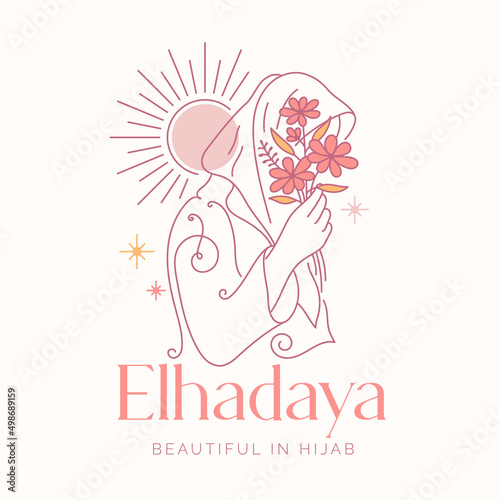 linear minimal women wearing hijab logo