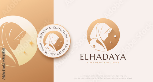 Islamic woman silhouette wearing hijab logo