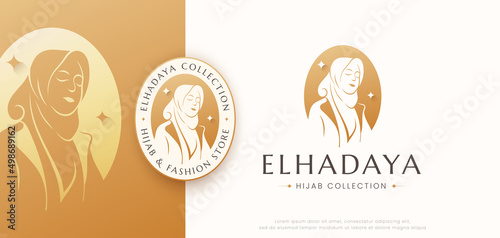 Islamic woman silhouette wearing hijab logo