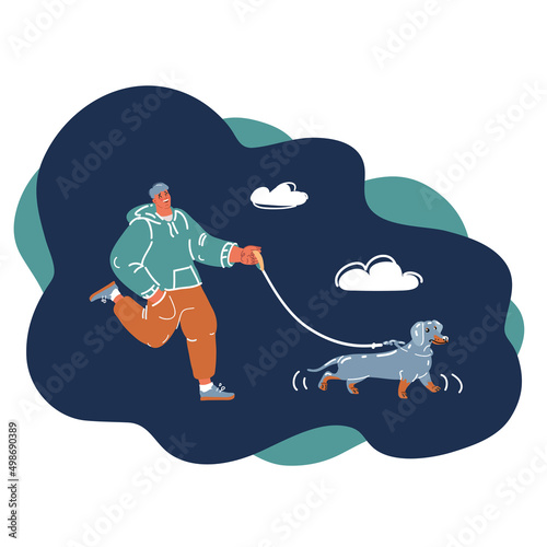 Cartoon vector illustration of Guide dogman wolk with dog photo