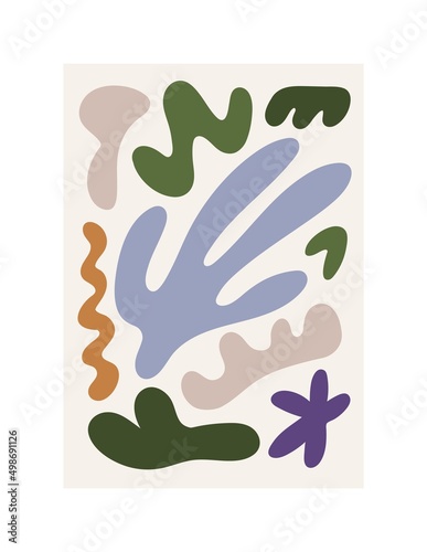 Modern poster with creative shapes, abstract matisse elements. Contemporary w...