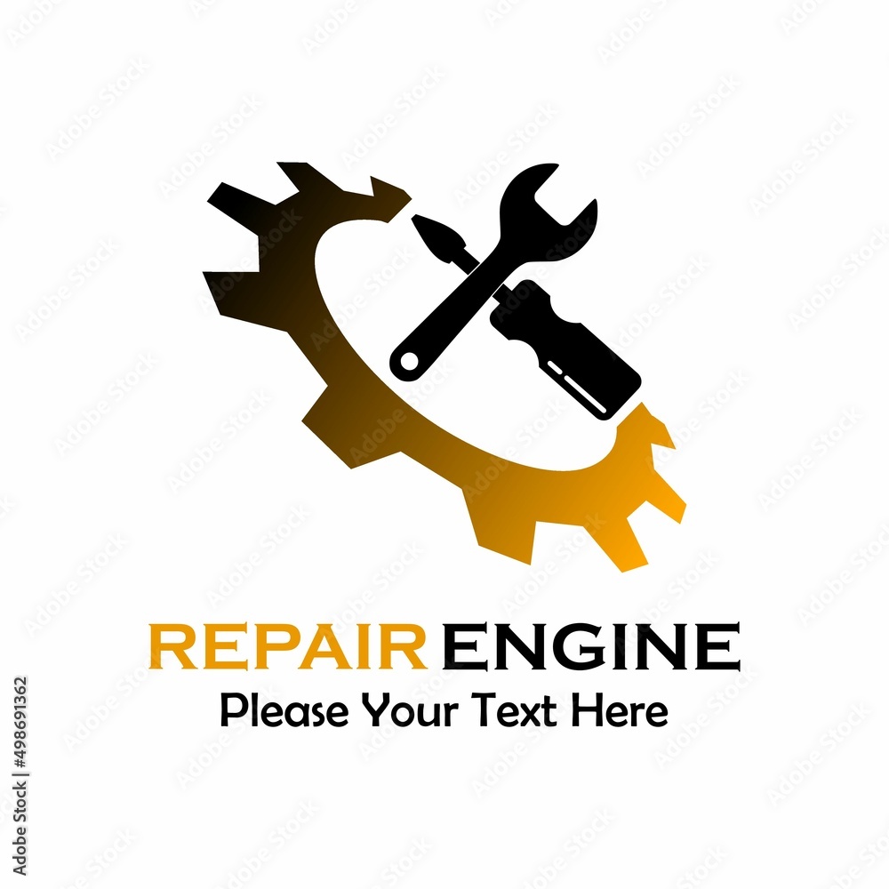 Repair engine logo template illustration. there are gear, 
wrench and screwdriver