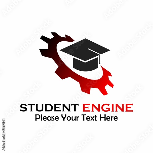 Student engine logo template illustration. there are graduation hat and gear symbol.