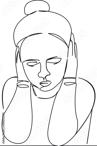 girl covered her ears with her hands