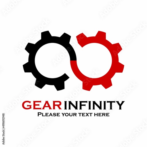 Infinity gear logo template illustration. suitable for brand, auto, industry, identity, mechanic, manufacturing