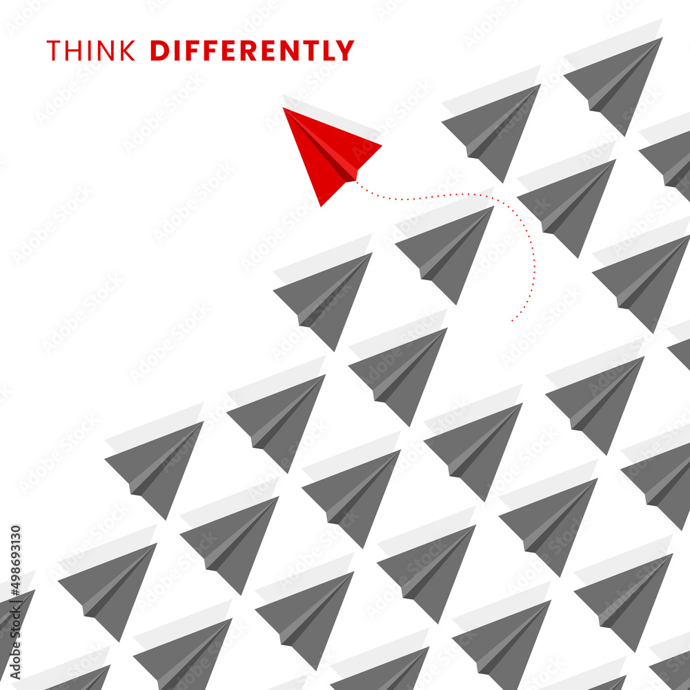 Think Differently. Business metaphor. Paper plane. Vector Think Differently. Business metaphor. Paper plane. Vector
