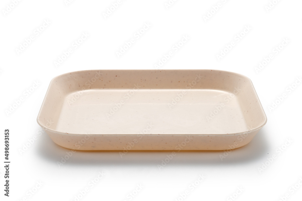 Empty plastic square food plate isolated on white background Empty plastic square food plate isolated on white background