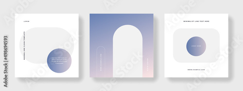 minimal editable social media layouts with purple accent and place for photos, simple square design for instagram and facebook