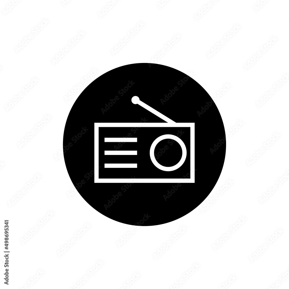 Radio icon in black round Radio icon in black round