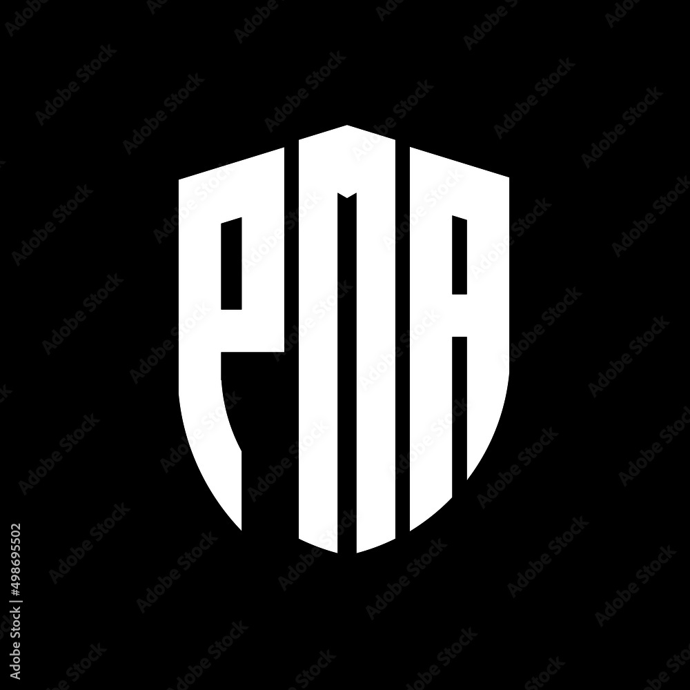 PMA letter logo design. PMA modern letter logo with black background