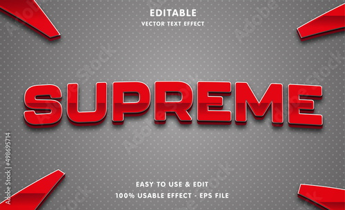 supreme editable text effect with modern and simple style, usable for logo or campaign title photo