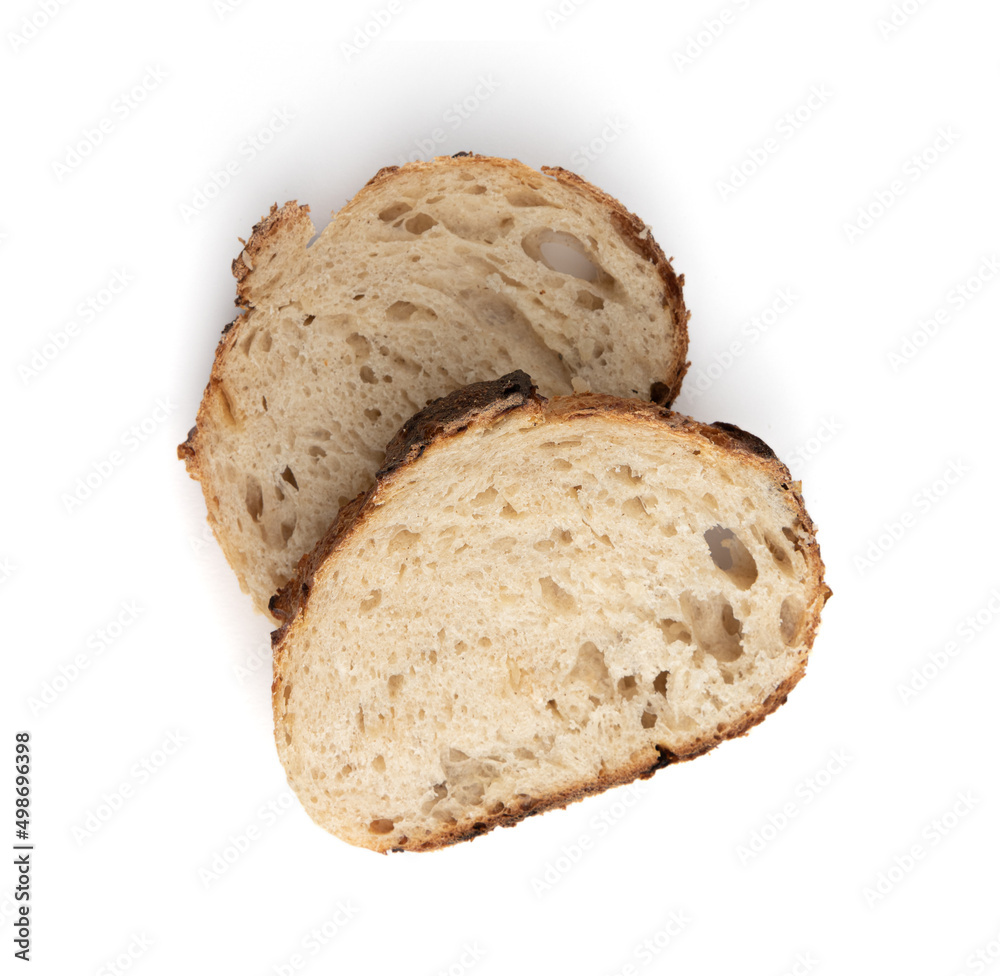 slices of bread isolated on white background, top view slices of bread isolated on white background, top view