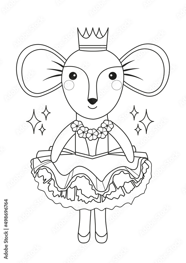 Coloring page of mouse princess. Coloring book design for kids and ...