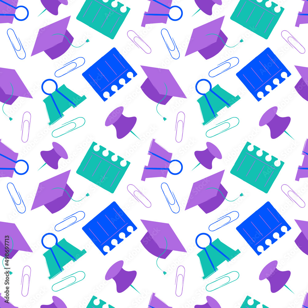 Obraz premium Hand drawn end of school seamless pattern.