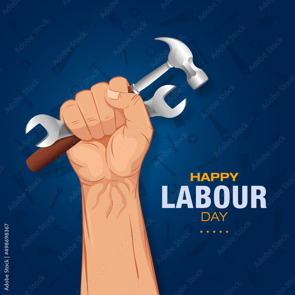 Fototapeta premium 1st May Happy Labour Day, International workers day, toolbox instrument