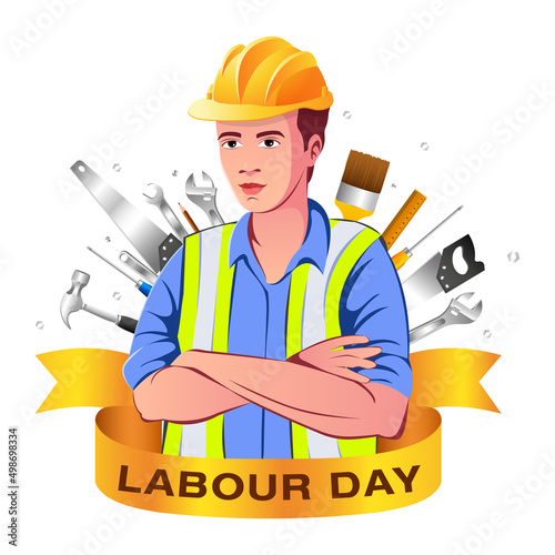 1st May Happy Labour Day, International workers day, toolbox instrument 
