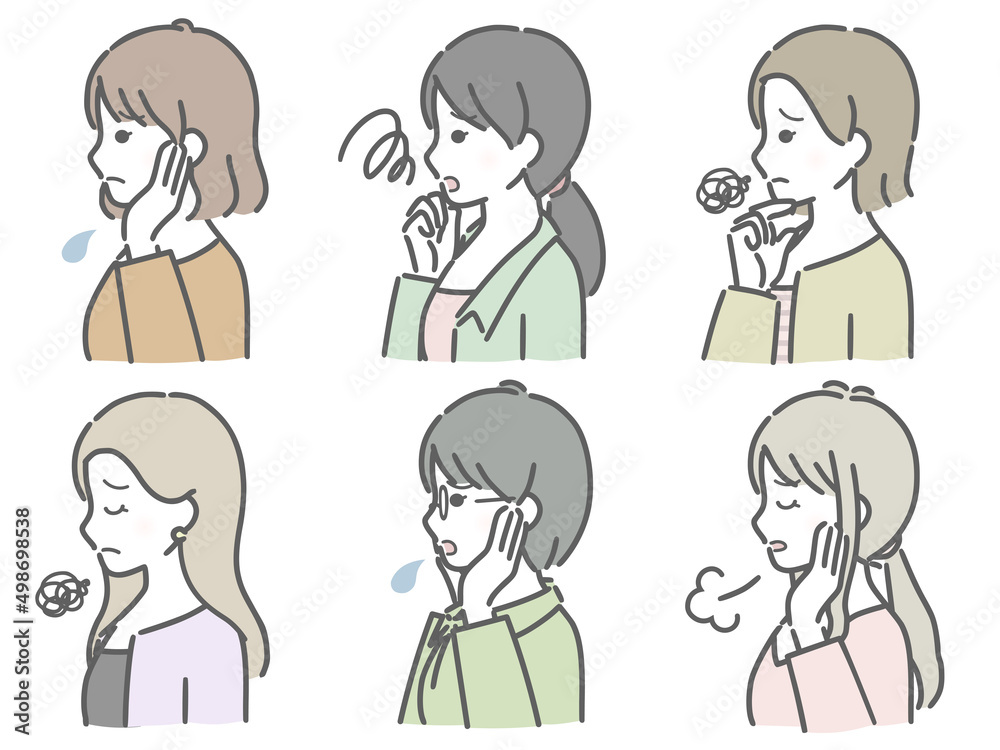 困る若い女性の横向き上半身セット(私服) 困る若い女性の横向き上半身セット(私服)
